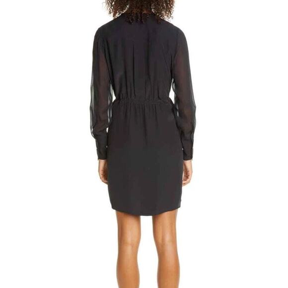 Club Monaco Silk Shirt Dress Black Sheer Sleeves SZ 00 NWT Quiet Luxury Minimal - Picture 3 of 12